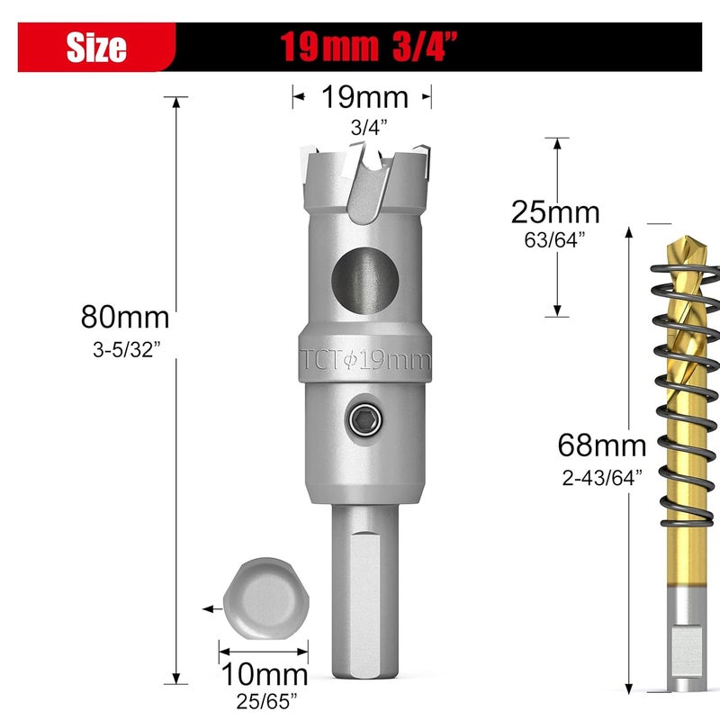 GSTK Upgrade Heavy Duty Carbide Hole Saw,Metal Steel Hole Saw Drill Bit,TCT Hole Cutter-Alloy Hardness Upgrade, Life Upgrade,Use for Stainless Steel, mild Steel, Iron, Copper,etc (19mm|3/4") - Image 2